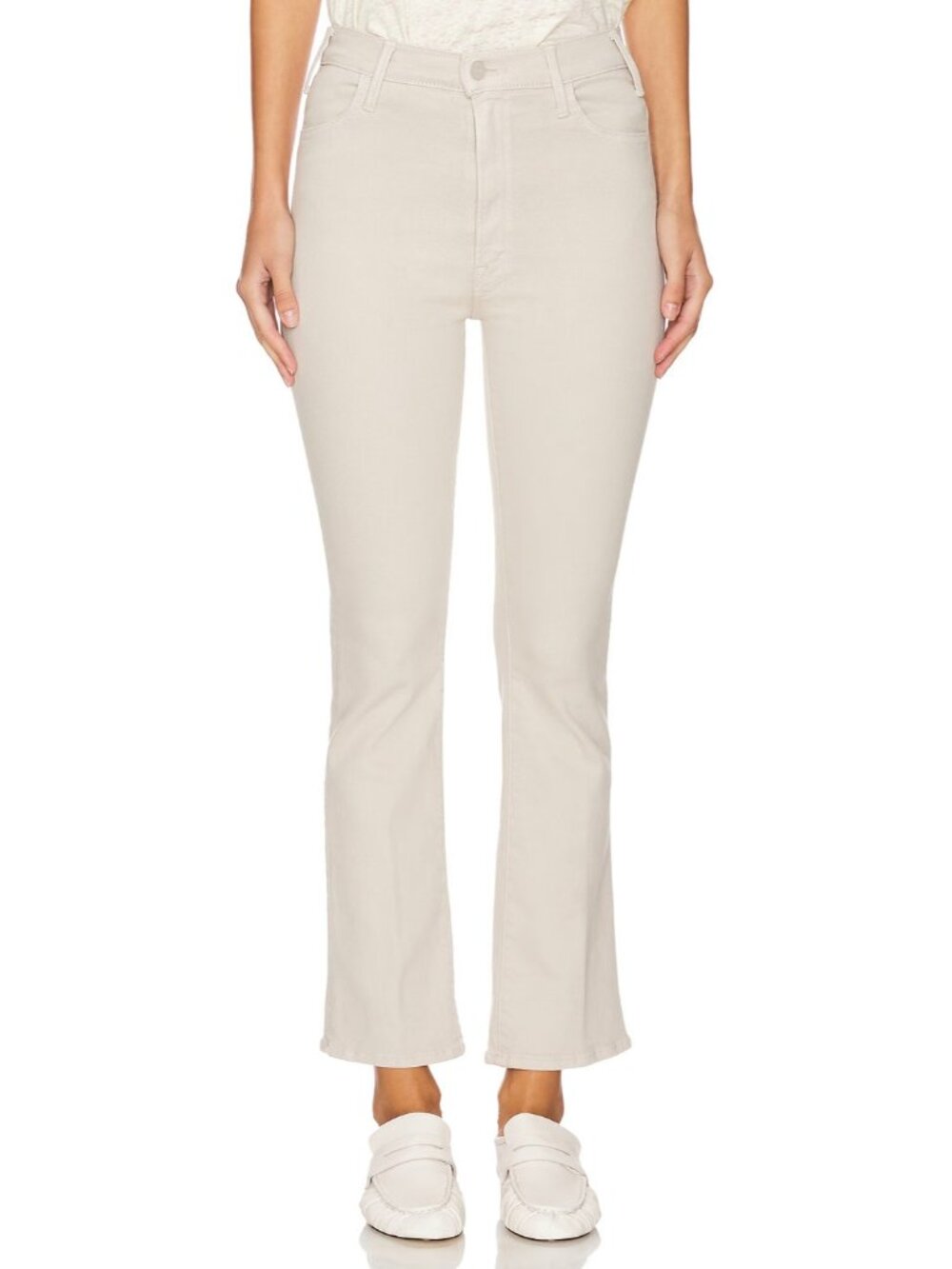 NWT Mother Superior The Hustler Flood in Feather Grey Stretch Crop Jeans 31